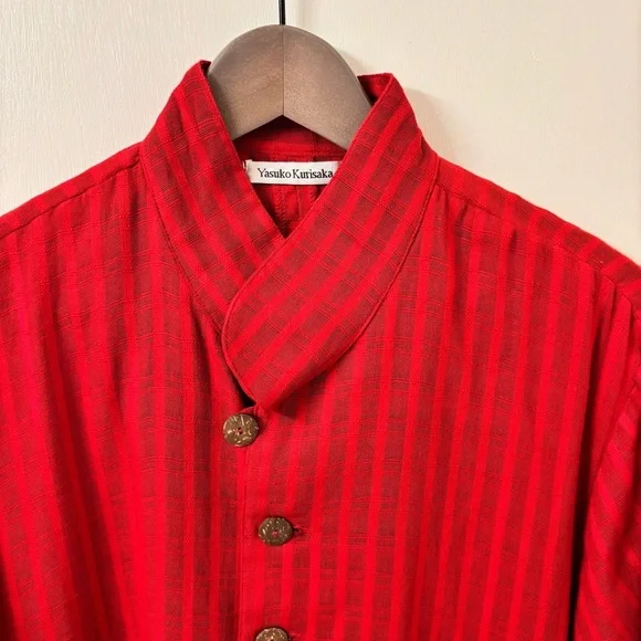 Yasuko Kurisaka Red OS Kimono Minimalist Tunic Teacher Avant Garde Japan Art - Picture 2 of 10